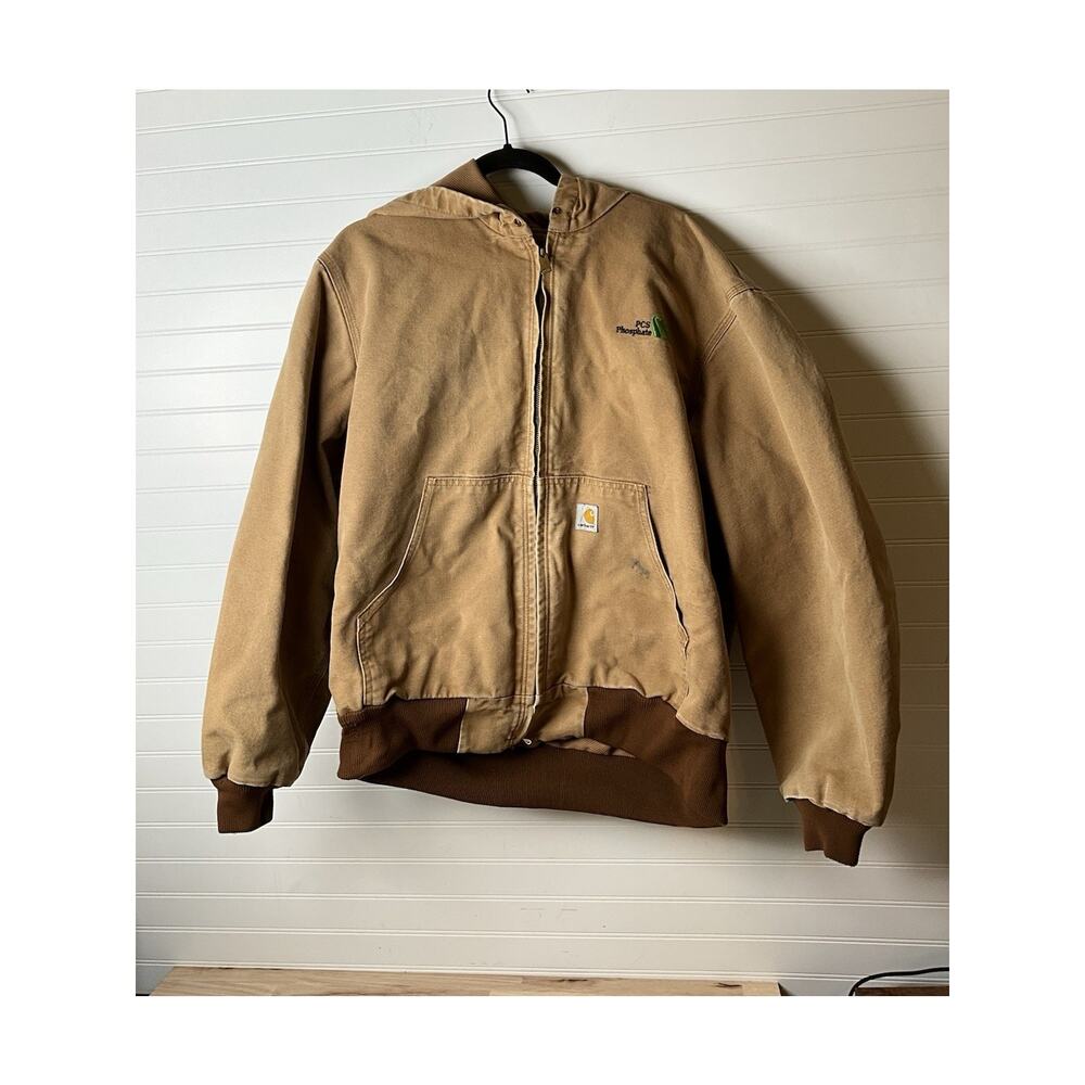 Men's XL Carhartt Active Jacket Hooded Canvas Duck Mesh - CUT TAG - EMBROIDERED